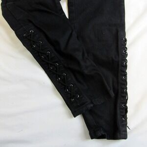 Blank NYC Jeans Black Skinny Leg Lace Up Accents Women's Size 28